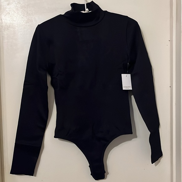 NWT mangopop turtleneck tummy control thong longsleeve bodysuits seamless ribbed - Picture 1 of 4